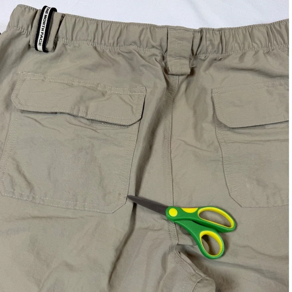 The North Face Mens L Khaki Convertible Cargo Hiking Pants Zip Off Tan Nylon
